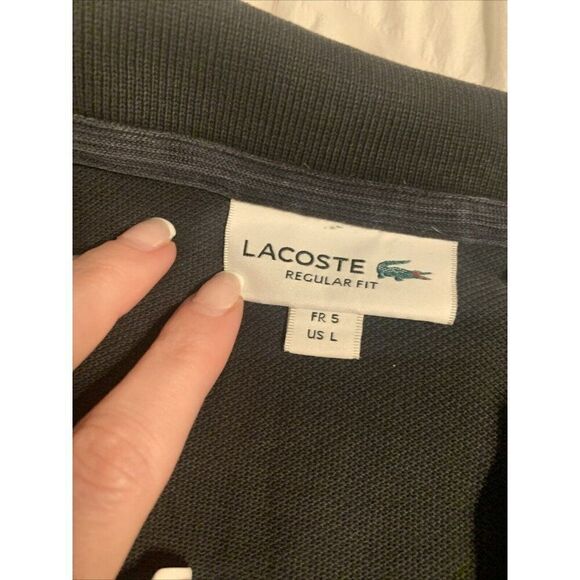 Lacoste Mens Solid Black Short Sleeve Polo Top Shirt Large Fr 5 - Picture 4 of 7